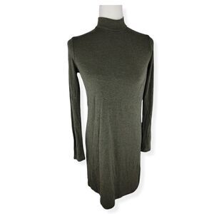 Adrienne Vittadini Green olive mock Neck long sleeve dress xs